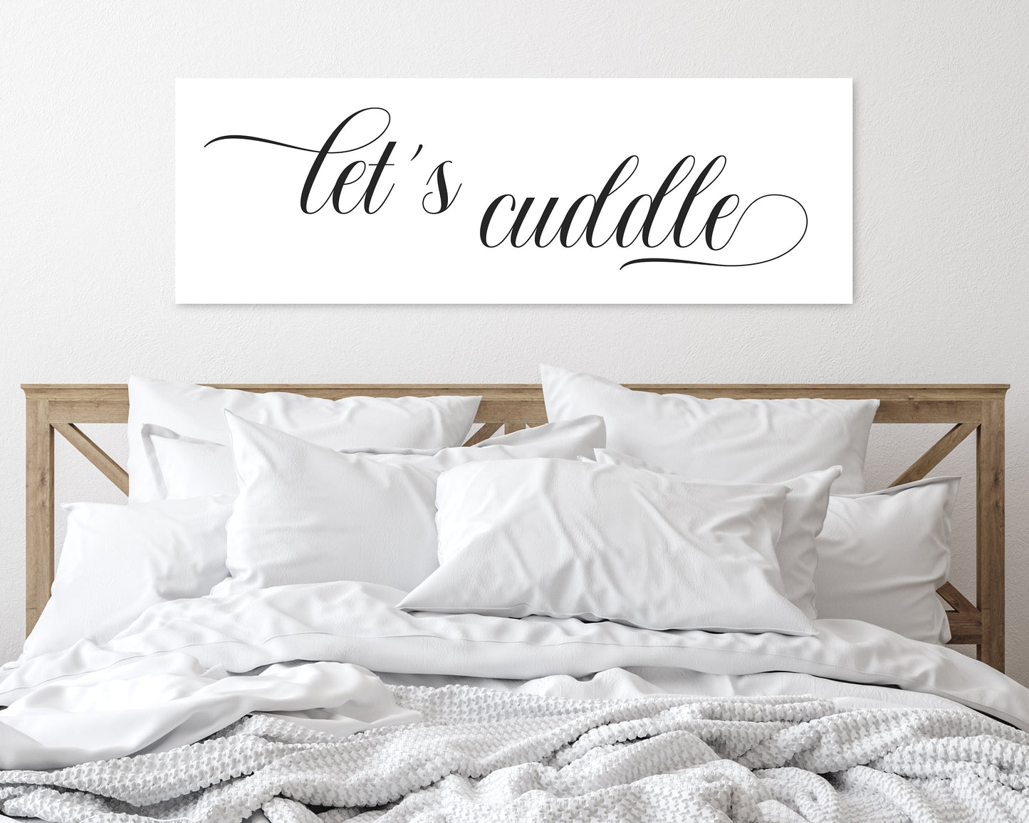 Let's Cuddle Bedroom Sign • Over Bed Decor • Romantic Wall Art