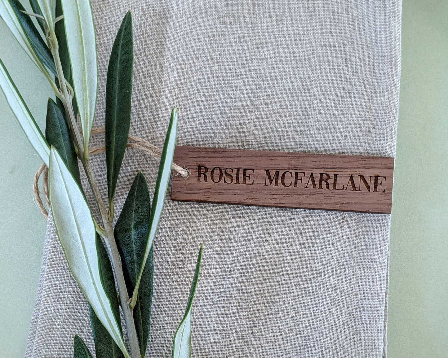 Personalized Wood Place Cards in Walnut Shade