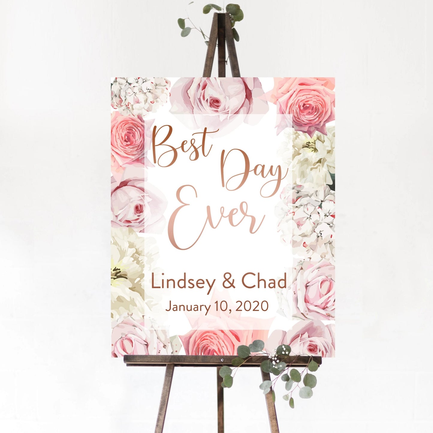Best Day Ever - Vertical Wedding Welcome Sign