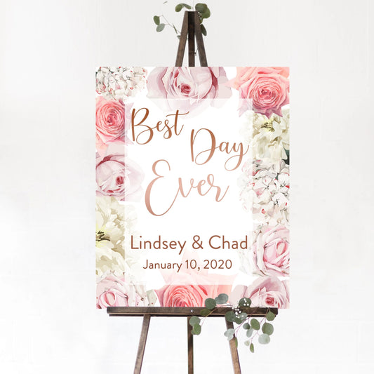 Best Day Ever - Vertical Wedding Welcome Sign