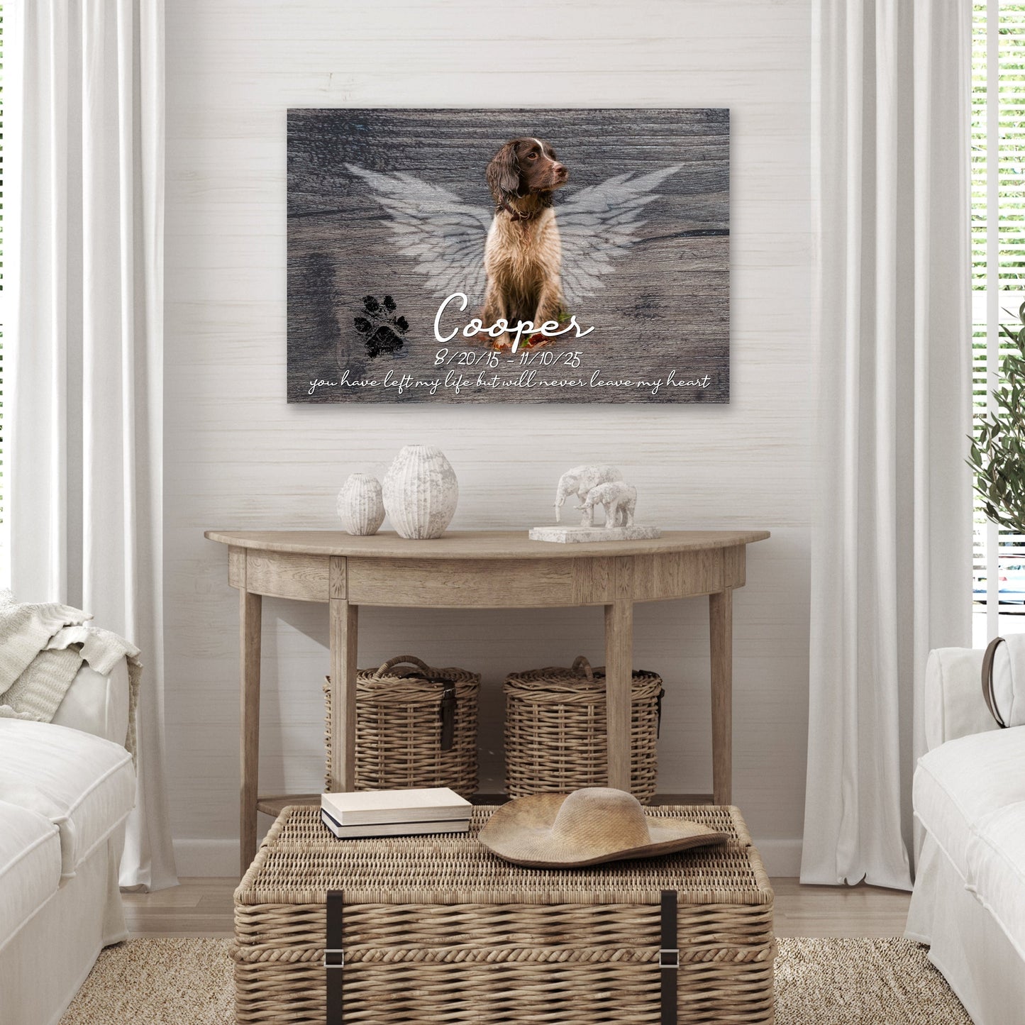 Personalized Dog Memorial Canvas with Paw Print