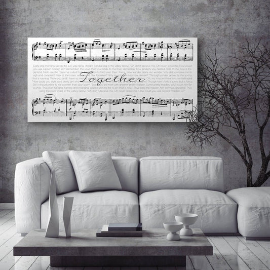 Framed Sheet Music and Song Lyrics Second Anniversary Gift