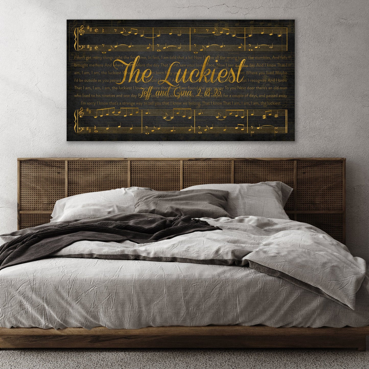 Gold Sheet Music and Lyrics Wall Art