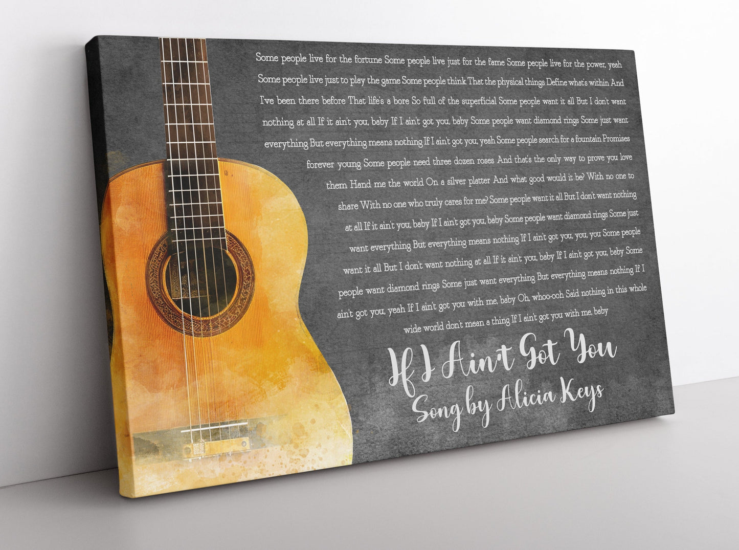 Song Lyrics Canvas with Guitar Design