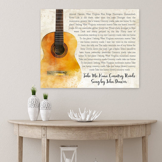 Song Lyrics Canvas with Guitar Design