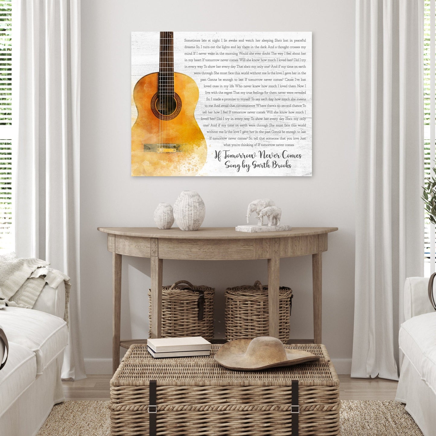 Song Lyrics Canvas with Guitar Design