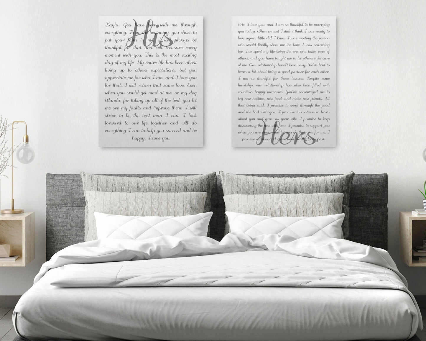 His And Her Vows On Canvas - Personalized Wall Art