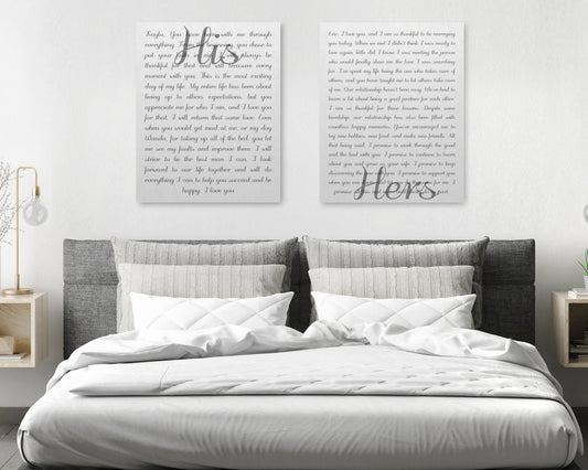 His And Her Vows 2 Piece Canvas Second Anniversary Gift