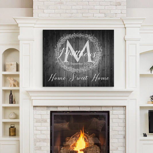 Home Sweet Home Dark Monogram Sign
