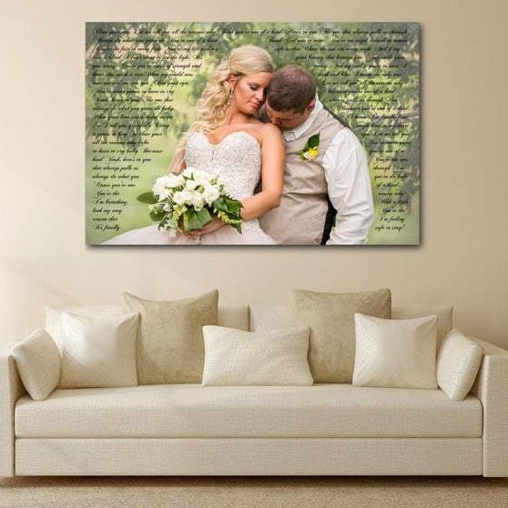Wedding Vows With Photo On Canvas Second Anniversary Gift