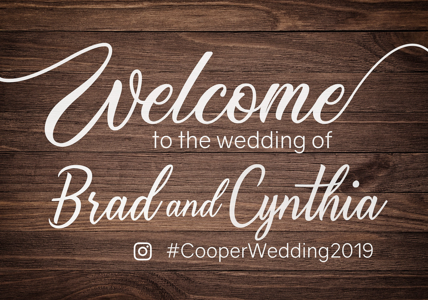 Wedding Welcome Sign - Dark Rustic Wood