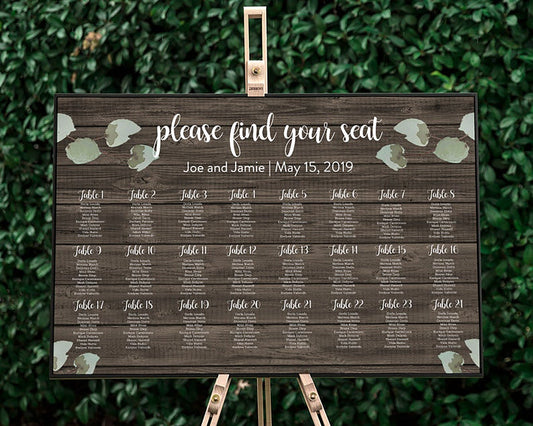 Brown Floral Wedding Seating Chart