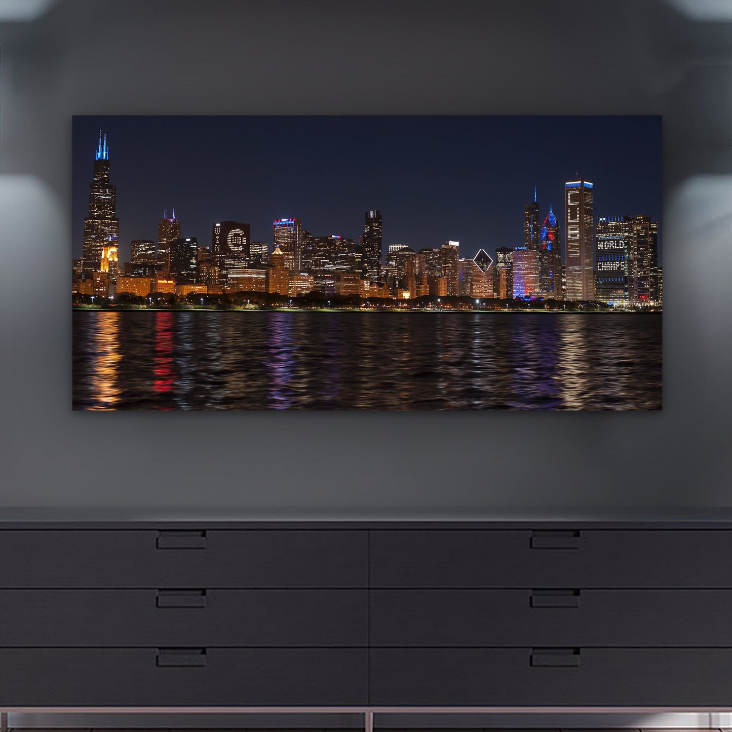 Chicago Skyline Canvas Art - Baseball