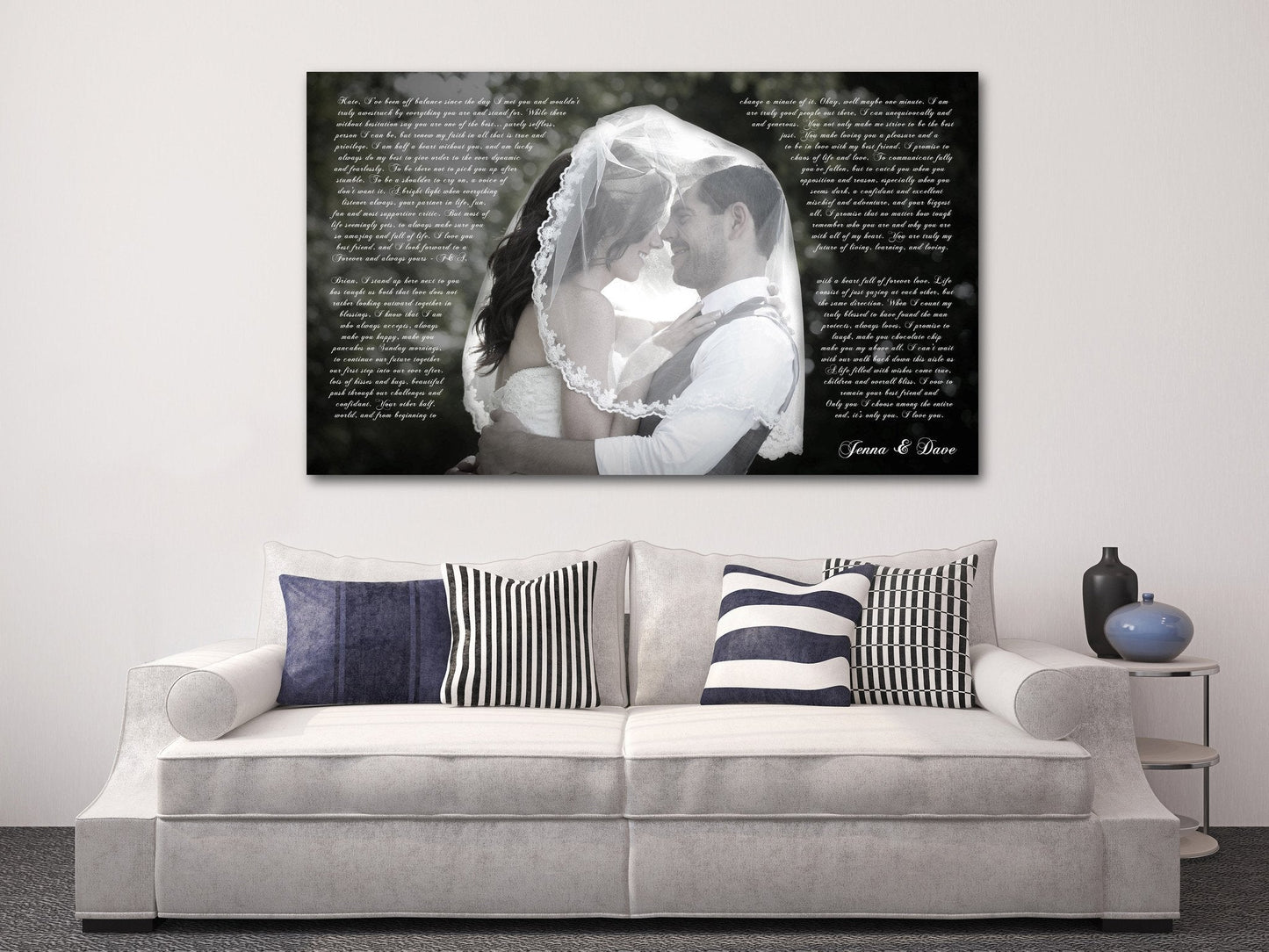 First Wedding Anniversary Gift - Your Wedding Vows On Canvas