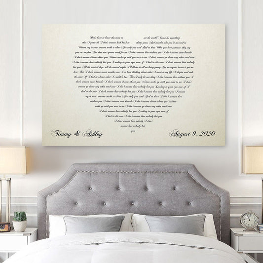 Ivory Heart Words Canvas - 14 Anniversary Gift