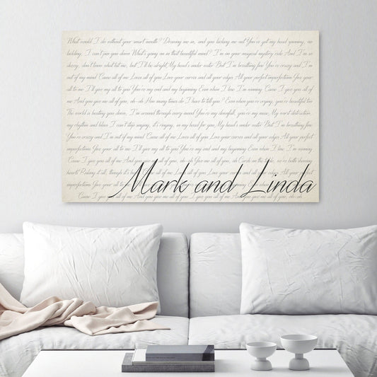 Ivory Custom Lyrics Canvas - 14th Anniversary Gift