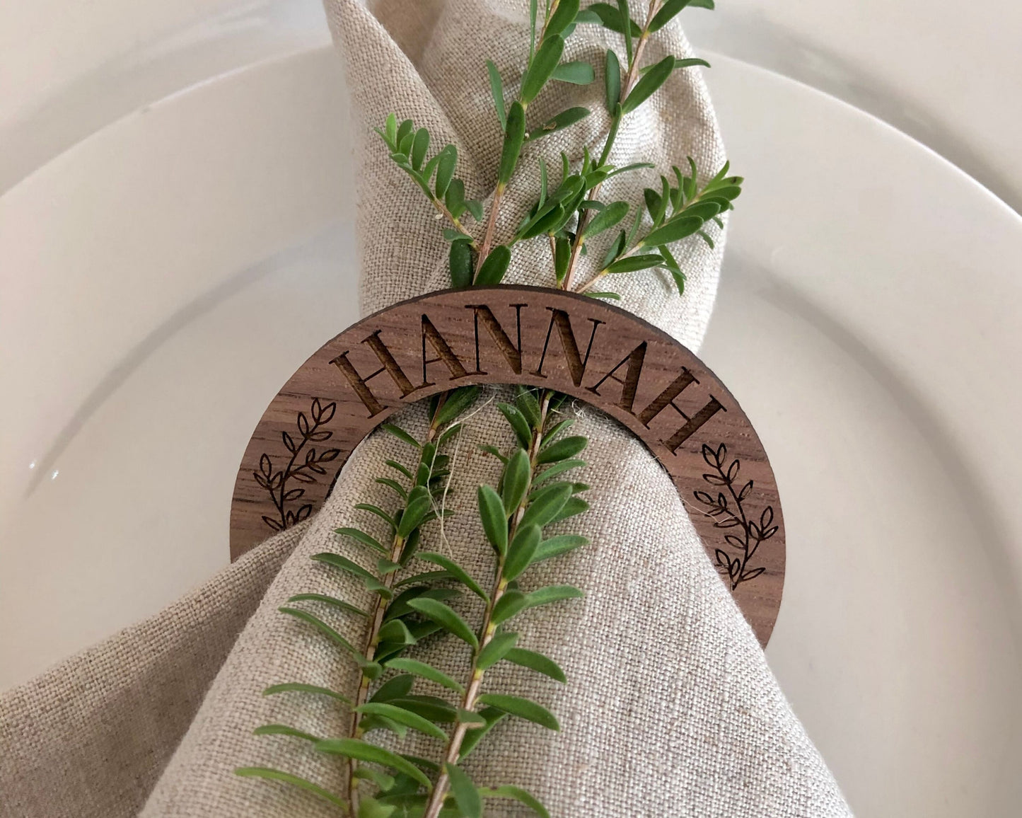 Custom Wood Napkin Rings in Walnut Shade 